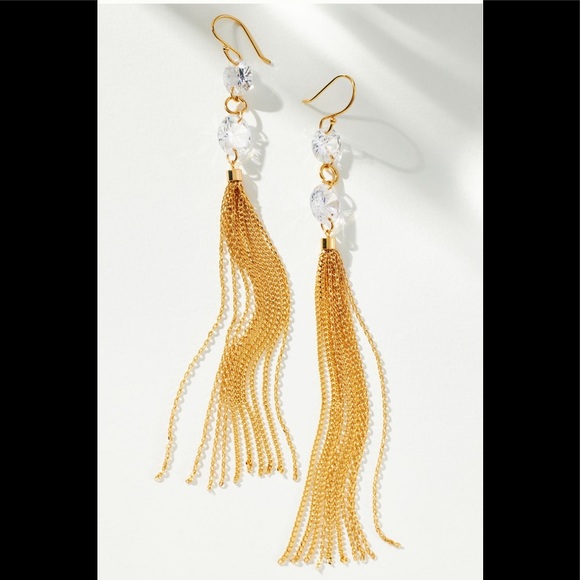 NWT Anthropologie Crystal Gold Earring! - Picture 1 of 5